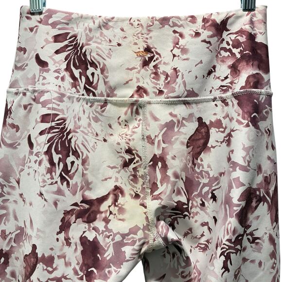 Leggings Athletic Workout Athleisure Yoga Pants Floral Pink Mauve Flaws - Picture 4 of 9
